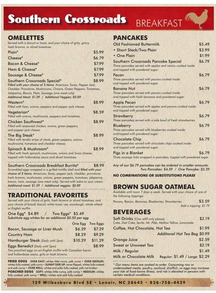 Southern Crossroads - Lenoir, NC menu_pic