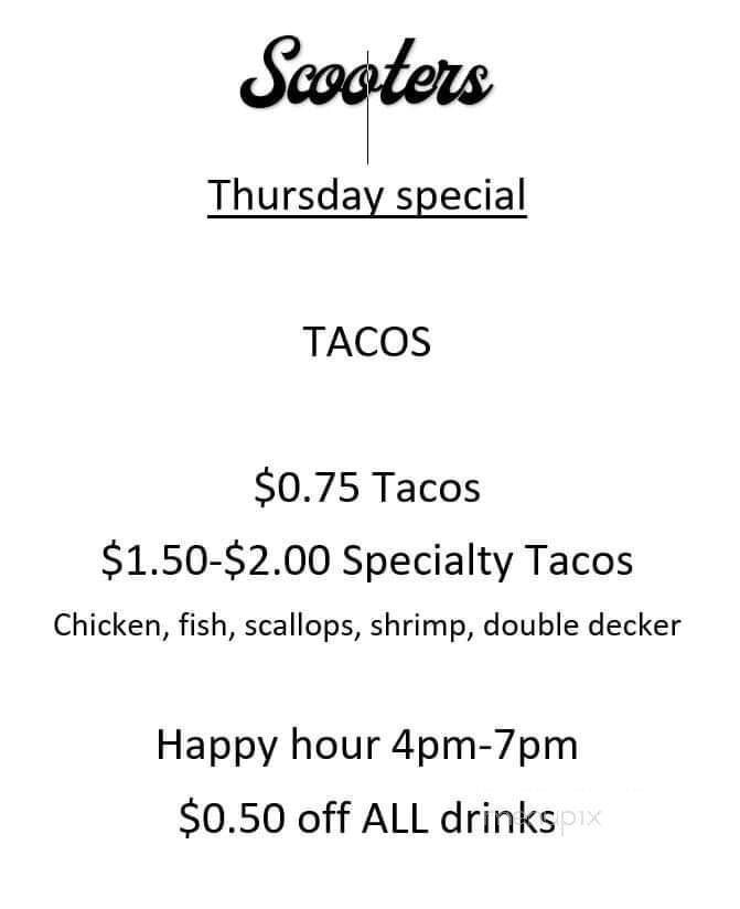 Scooter's Bar and Grill - Pennsville, NJ menu_pic