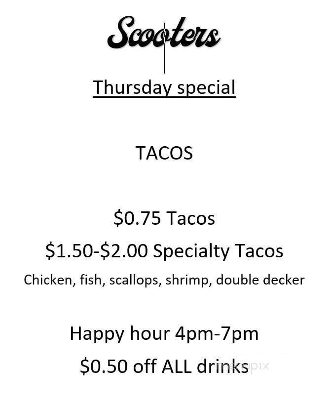 Scooter's Bar and Grill - Pennsville, NJ menu_pic