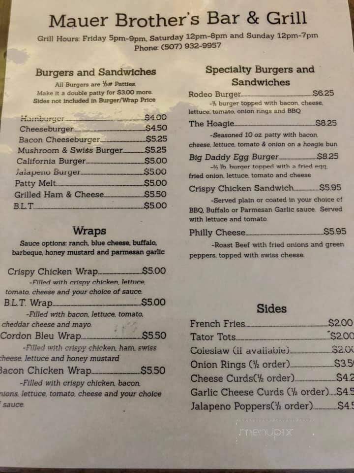Mauer Brothers Liquors - Altura, MN menu_pic