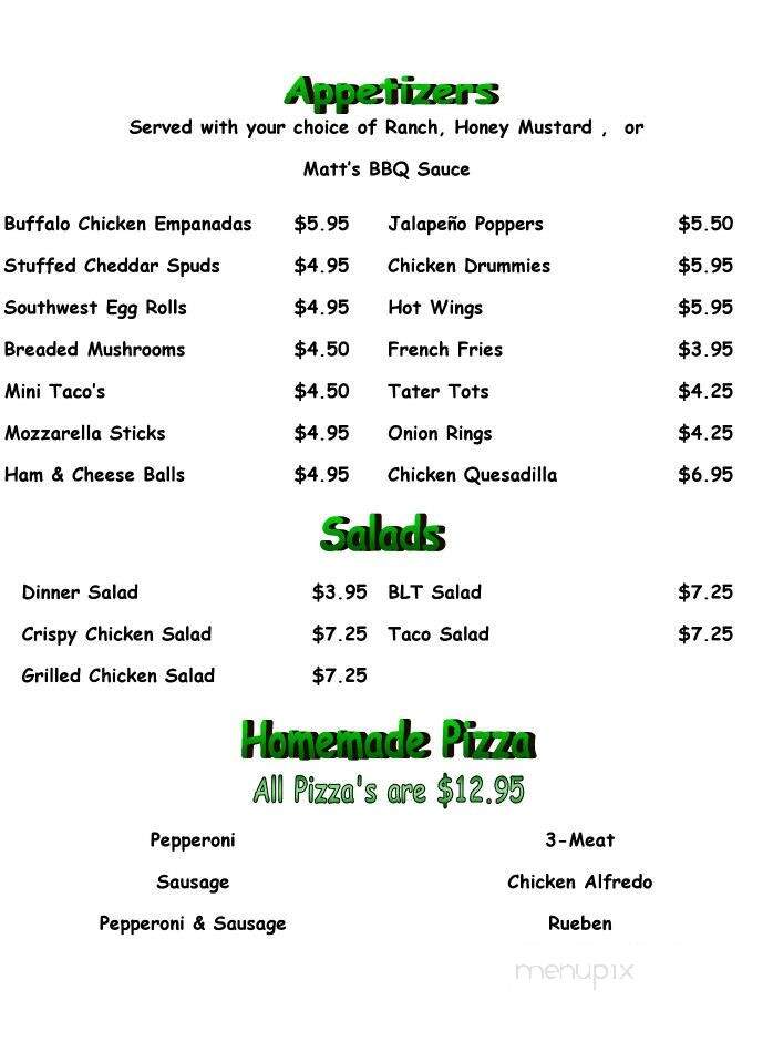 Benny D's Bar & Grill - Wendell, MN menu_pic