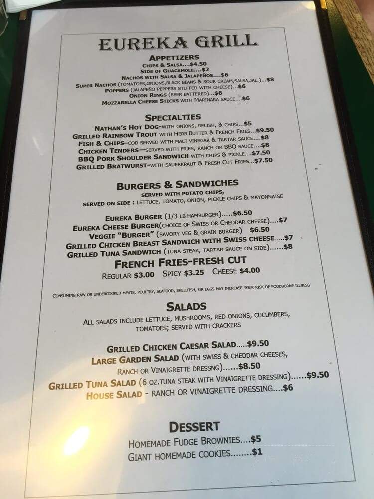 Eureka Grill - Eureka Springs, AR menu_pic