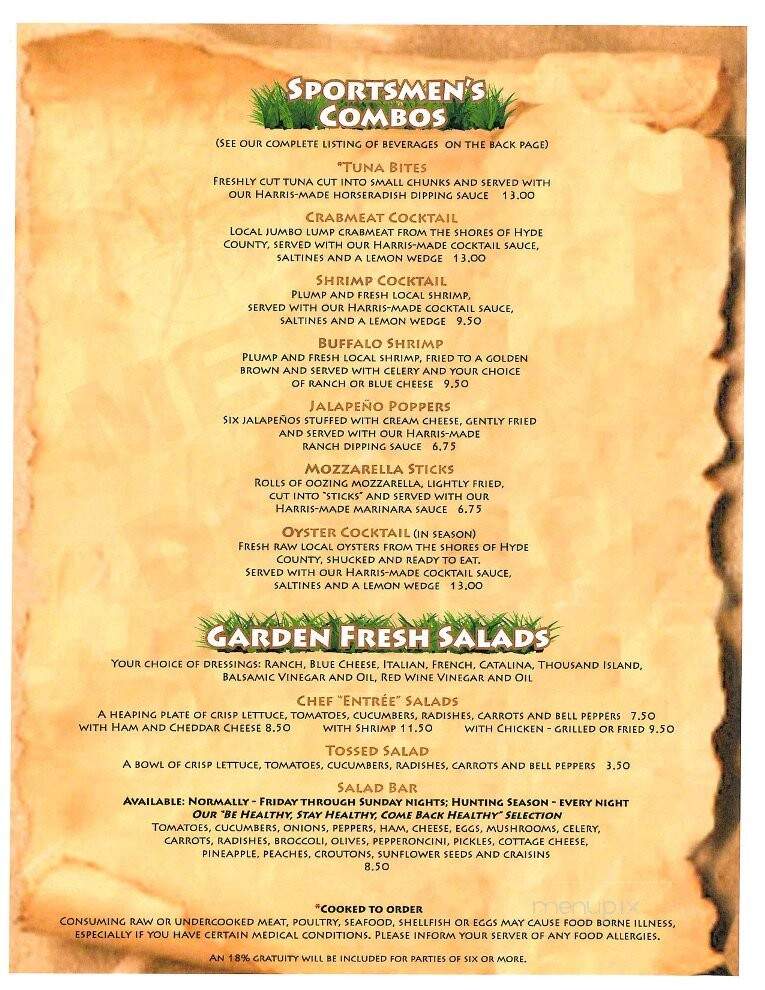 Harris Steak & Seafood House - Fairfield, NC menu_pic