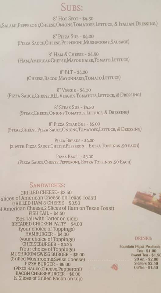 McFadden's Hot Spot Pizza - Danville, OH menu_pic