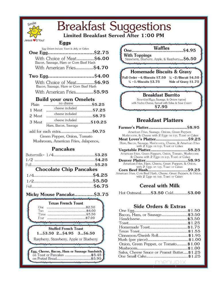 Marner's Six Mile Restaurant - Lagrange, IN menu_pic