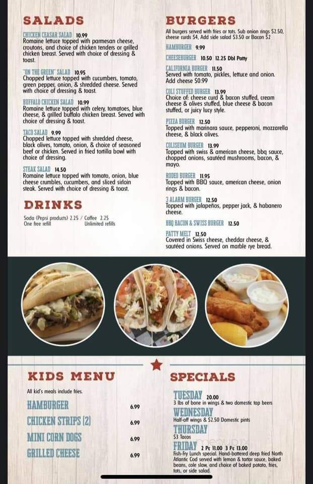 Coliseum Sports Bar & Grill - Hastings, MN menu_pic
