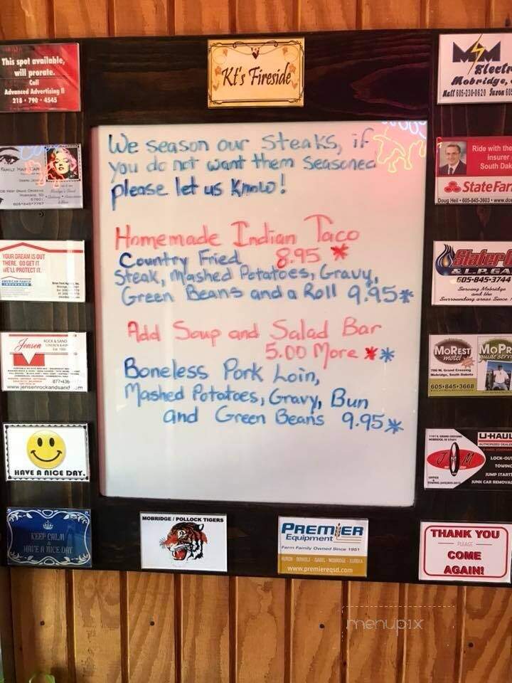 K T's Fireside Supper Club - Mobridge, SD menu_pic