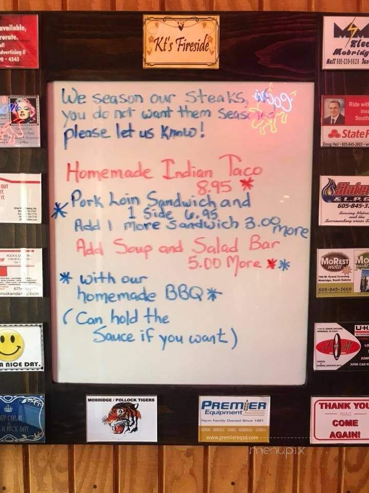 K T's Fireside Supper Club - Mobridge, SD menu_pic