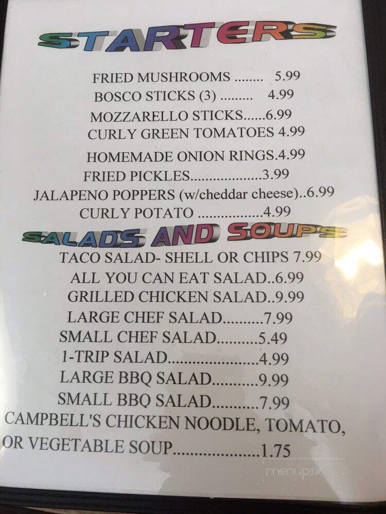 Smokey Hollow Restaurant - Jemison, AL menu_pic