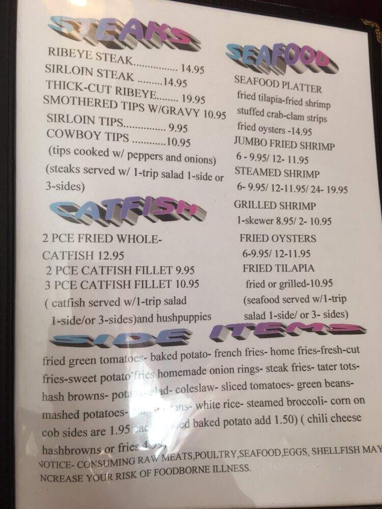 Smokey Hollow Restaurant - Jemison, AL menu_pic