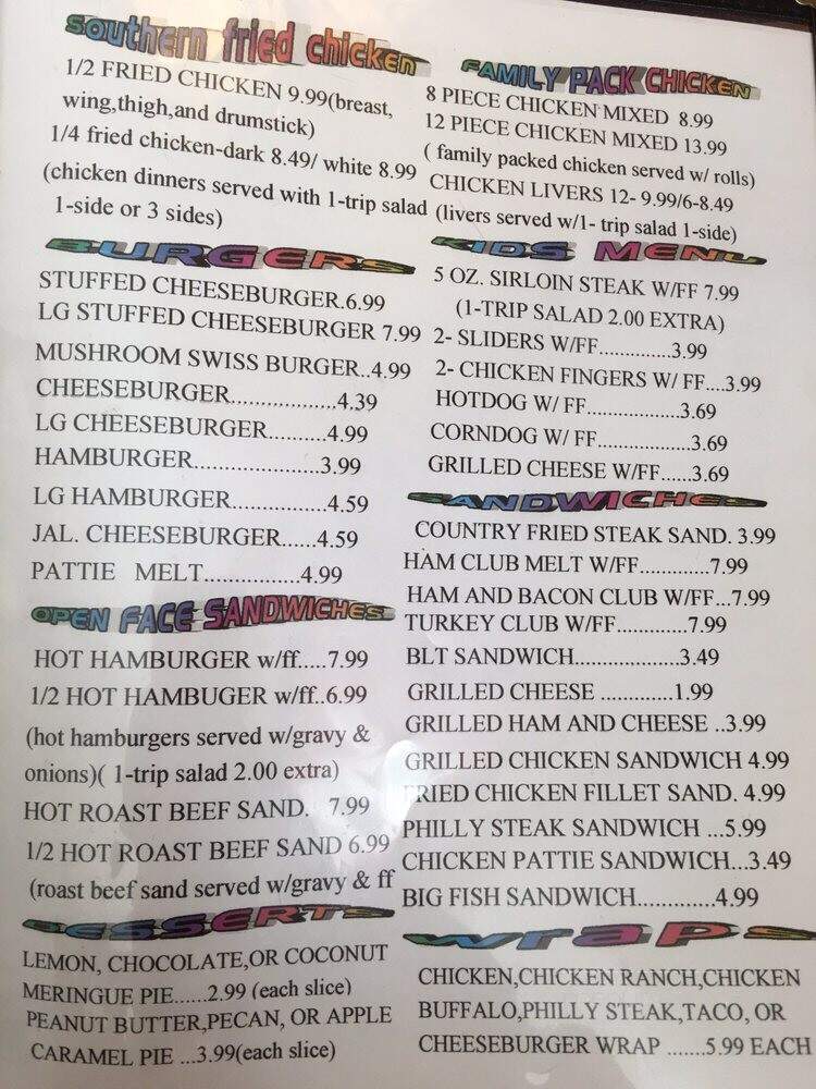 Smokey Hollow Restaurant - Jemison, AL menu_pic