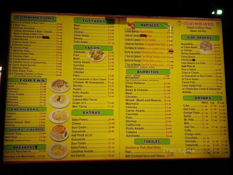 Oscar's Mexican Food - San Marcos, CA menu_pic