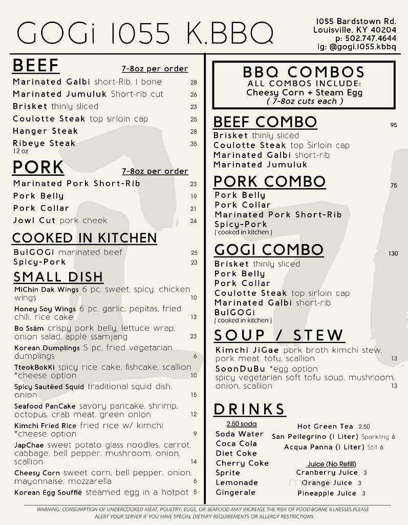 Gogi 1055 - Louisville, KY menu_pic