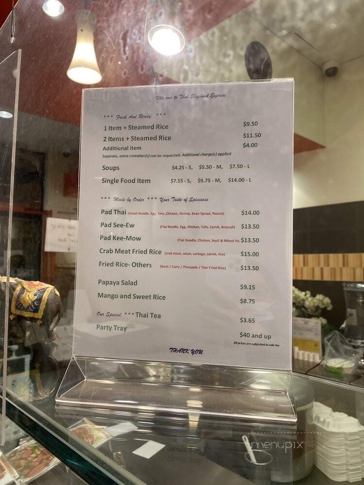 Thai Elephant Express - San Jose, CA menu_pic