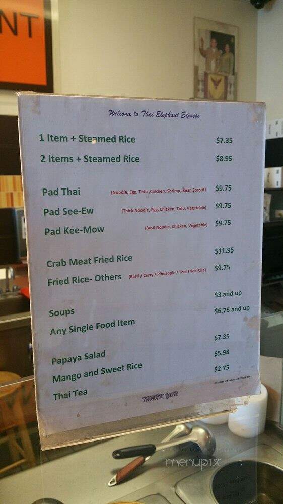 Thai Elephant Express - San Jose, CA menu_pic