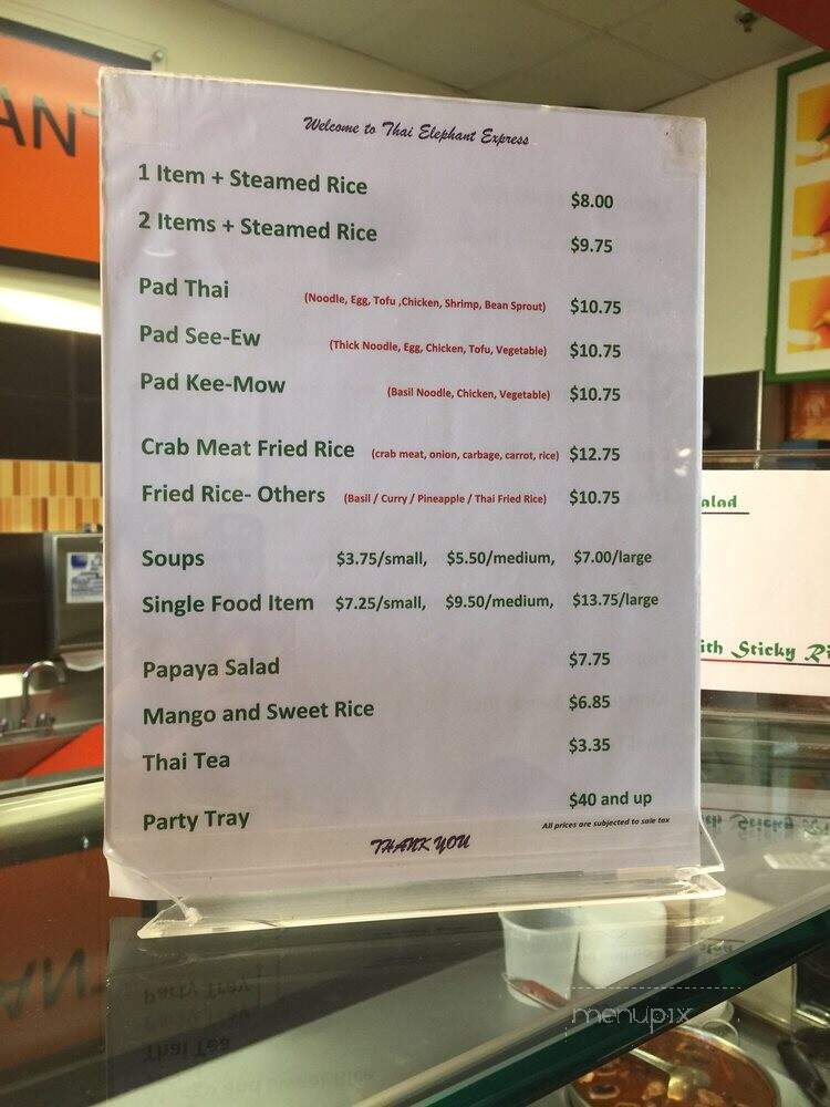 Thai Elephant Express - San Jose, CA menu_pic