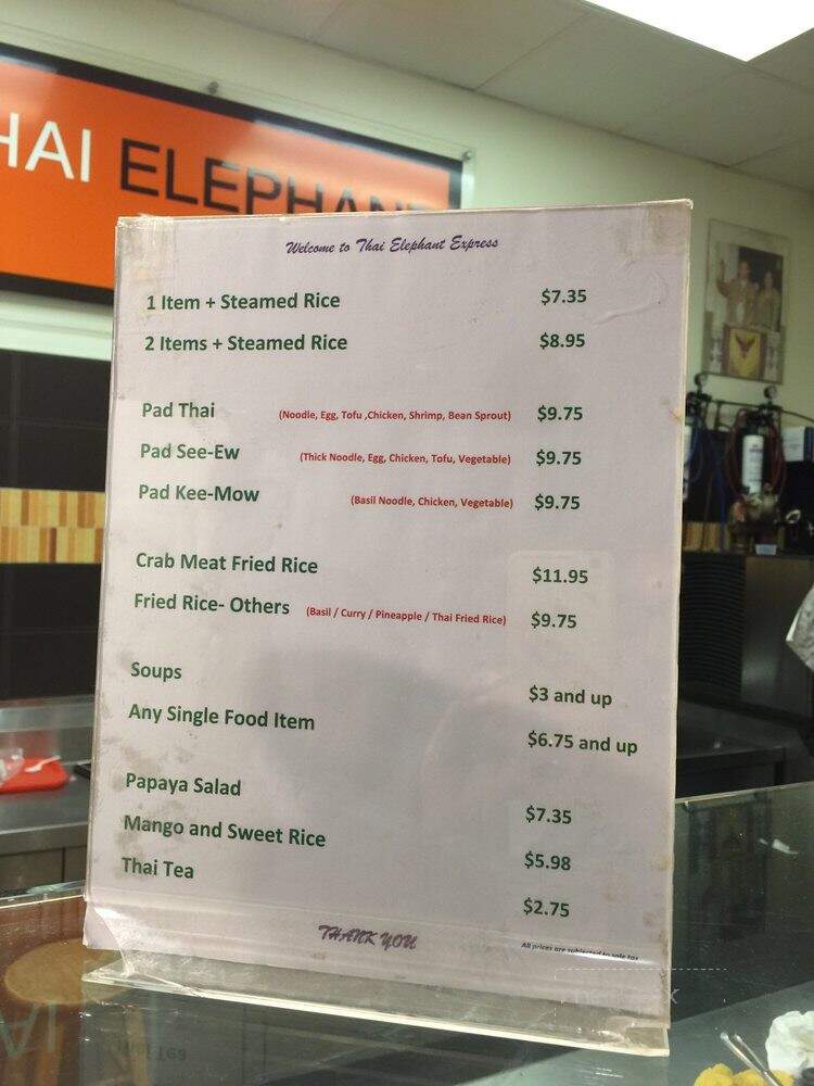 Thai Elephant Express - San Jose, CA menu_pic