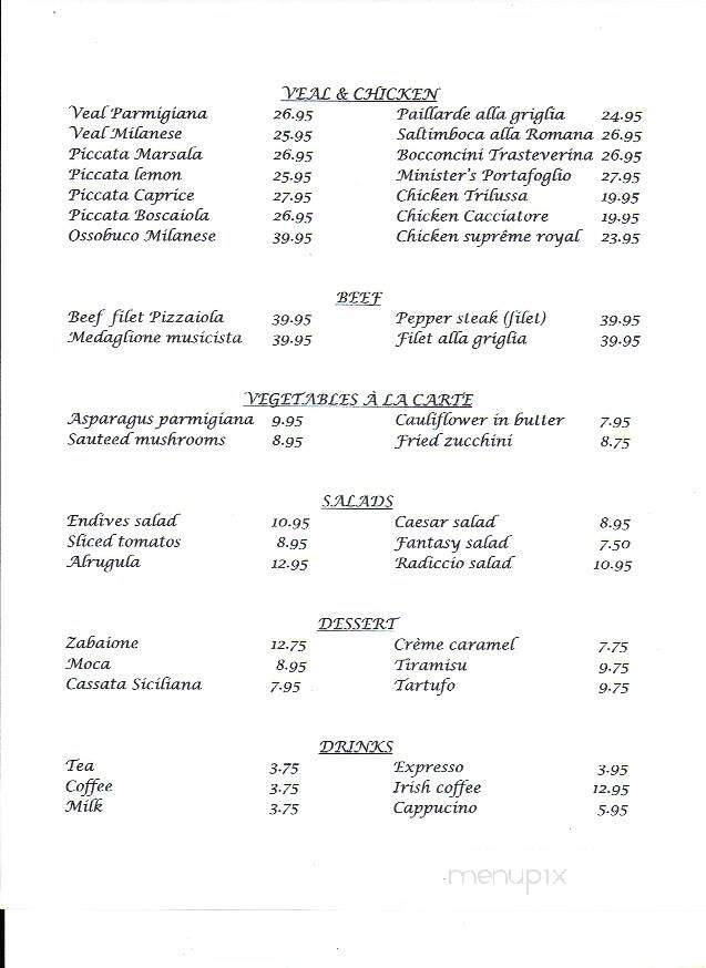 Restaurant Trattoria Trestevere - Montreal, QC menu_pic
