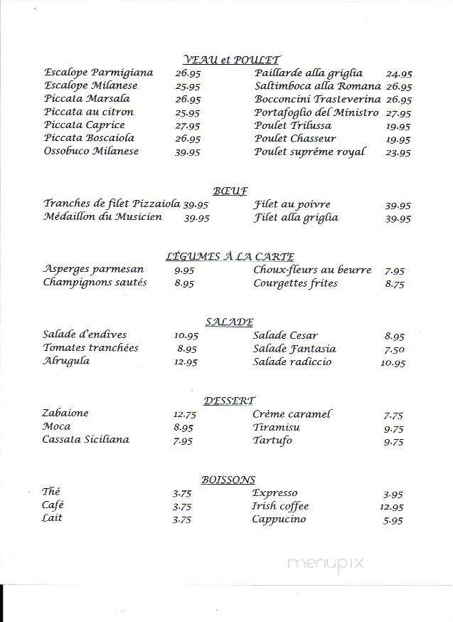Restaurant Trattoria Trestevere - Montreal, QC menu_pic