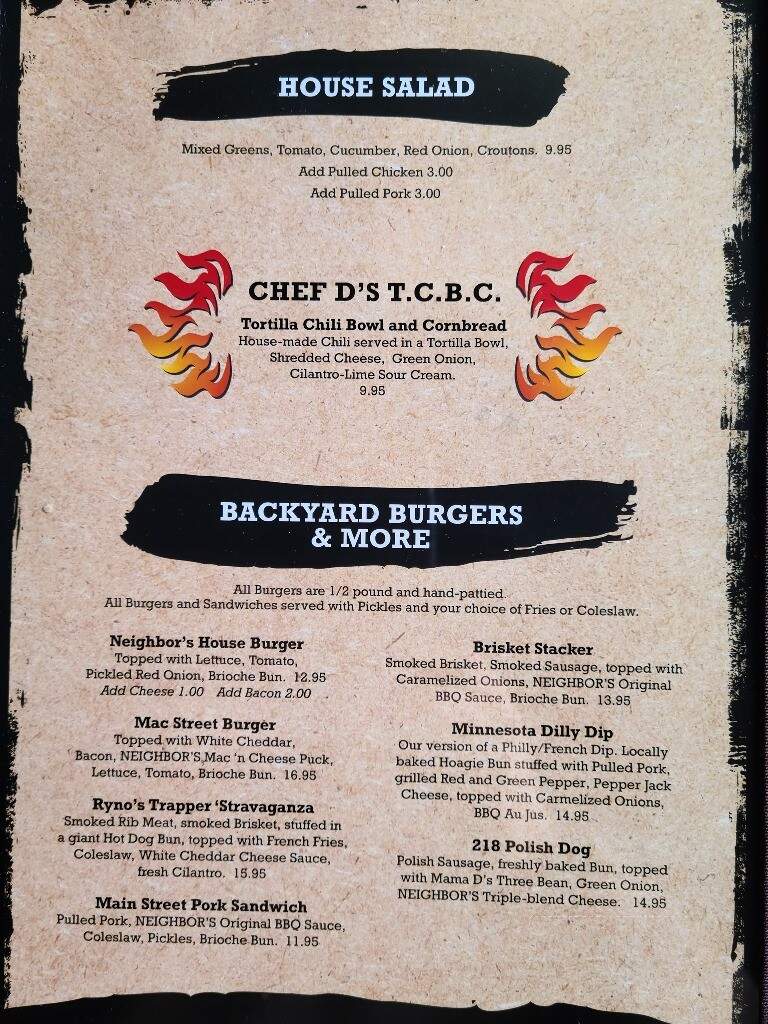 Neighbors Bbq & Smoke House - Avon, MN menu_pic