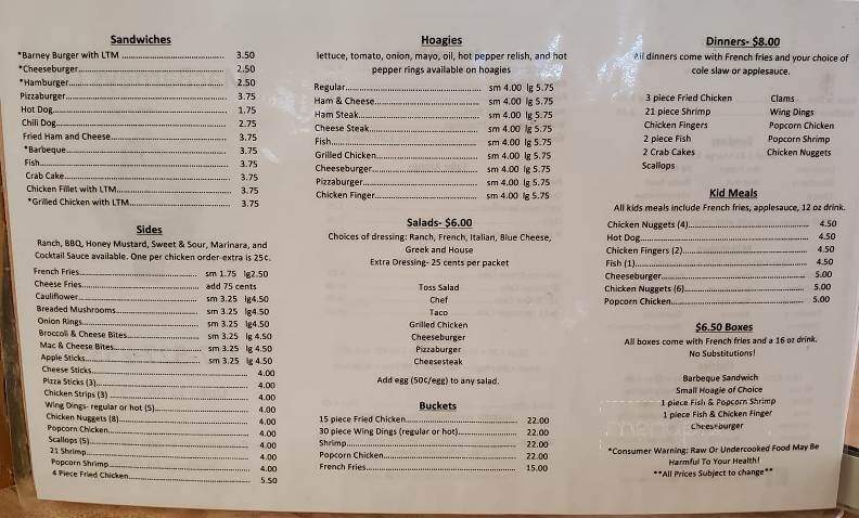 Mac Barney's - Port Royal, PA menu_pic