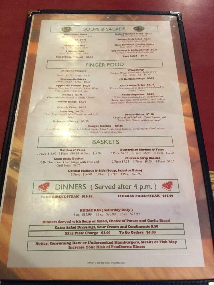 Cougar Bar & Grill - Cougar, WA menu_pic