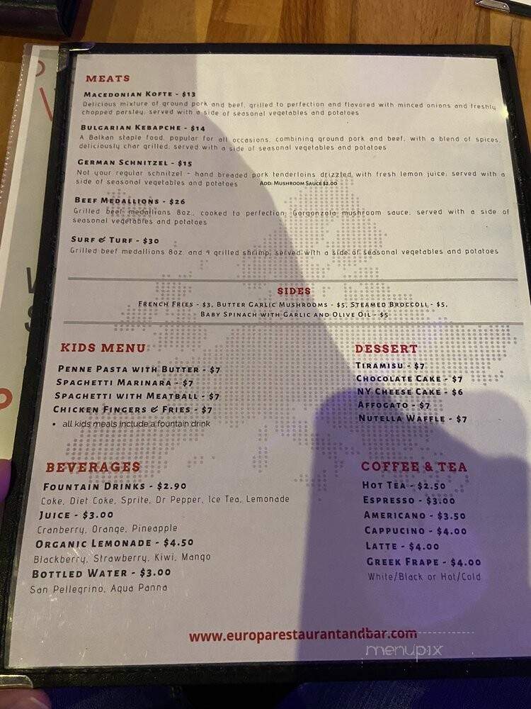 Europa Restaurant and Bar - San Antonio, TX menu_pic