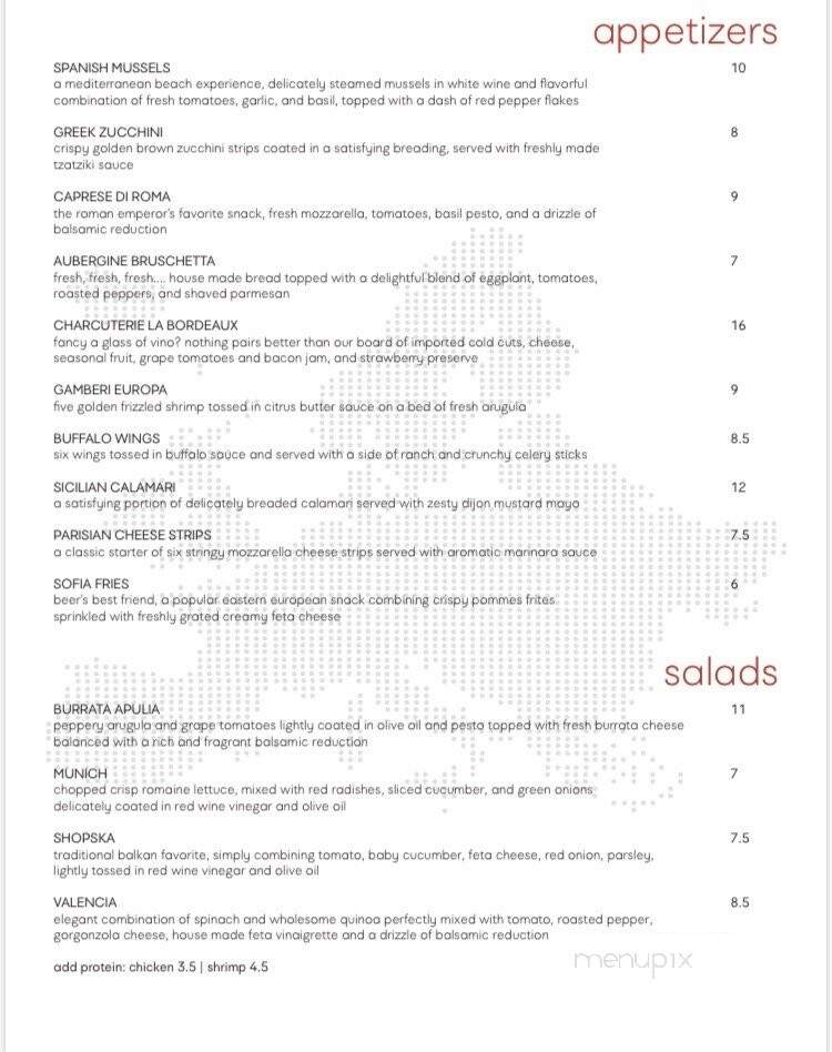 Europa Restaurant and Bar - San Antonio, TX menu_pic