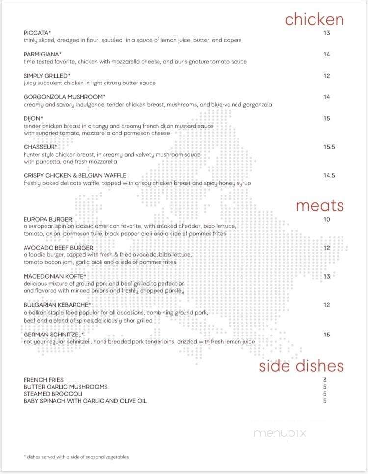 Europa Restaurant and Bar - San Antonio, TX menu_pic