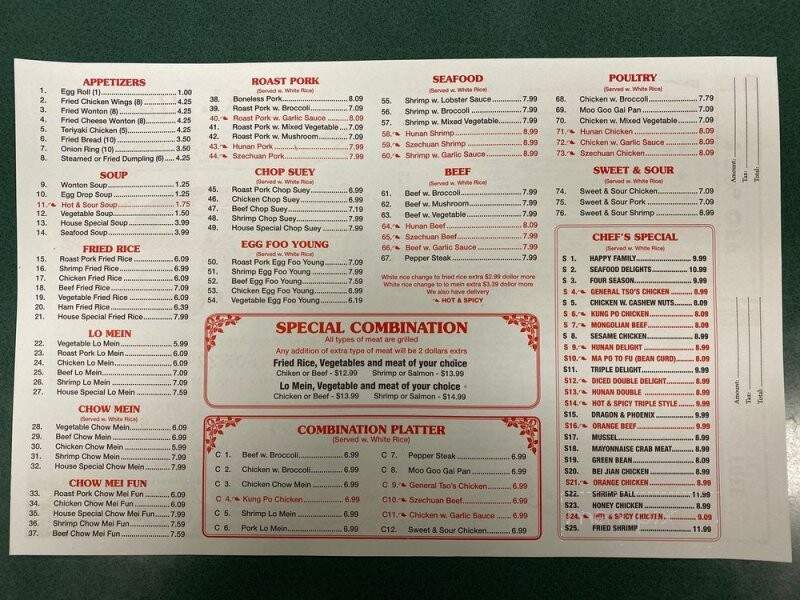 Imperial Buffet Chinese Restaurant - Aberdeen, SD menu_pic