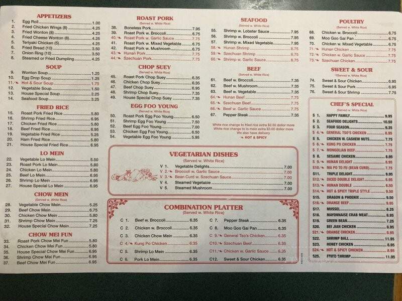 Imperial Buffet Chinese Restaurant - Aberdeen, SD menu_pic