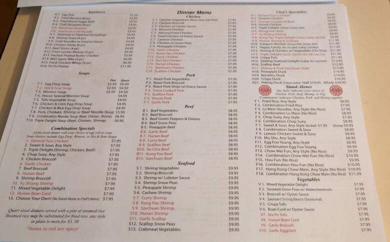 Canton Chinese Restaurant - Buena Vista, VA menu_pic