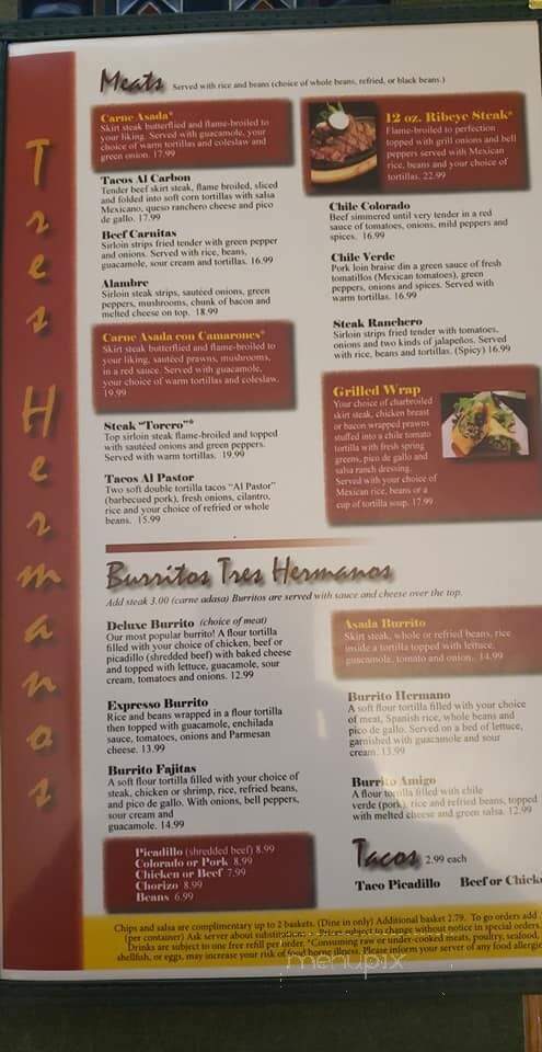 Tres Hermanos - Marysville, WA menu_pic