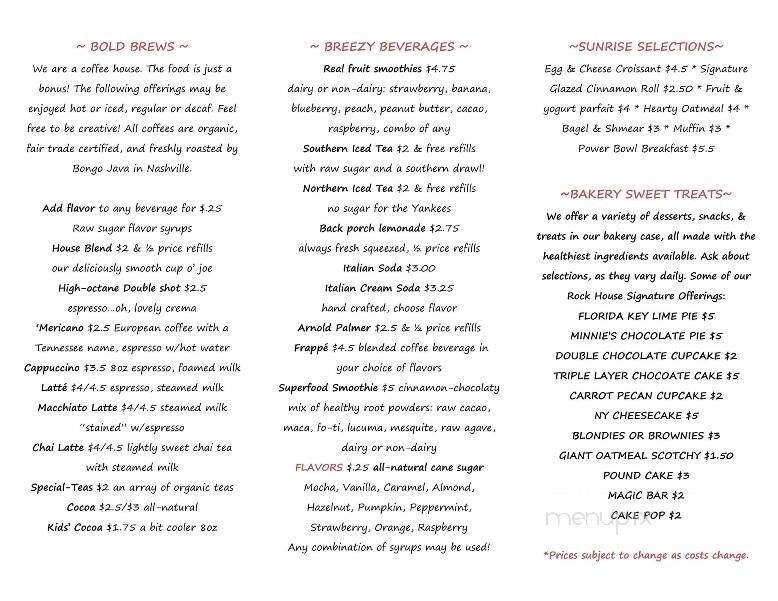 Rockhouse Coffee Company & Event Center - Hohenwald, TN menu_pic