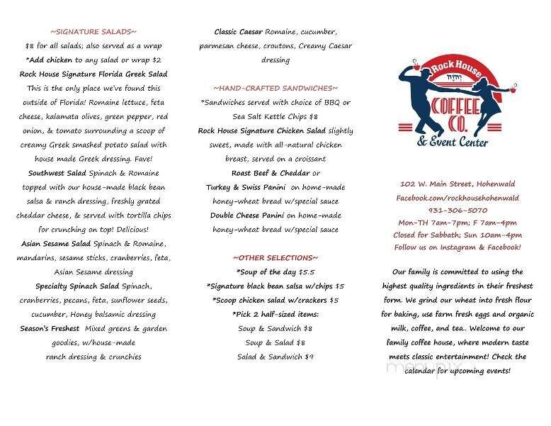 Rockhouse Coffee Company & Event Center - Hohenwald, TN menu_pic