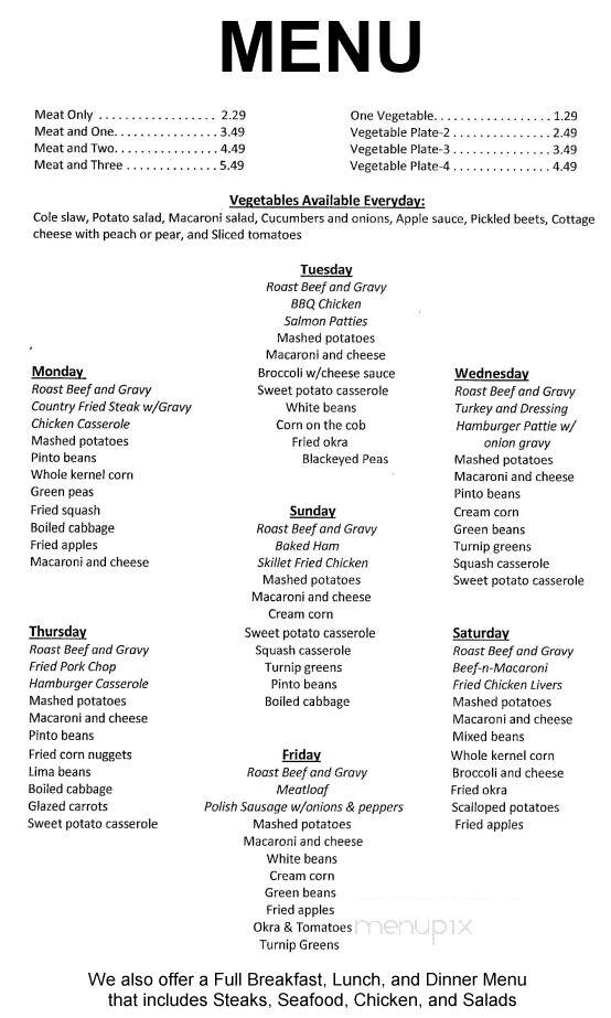 Mable's Dining Room - Gallatin, TN menu_pic