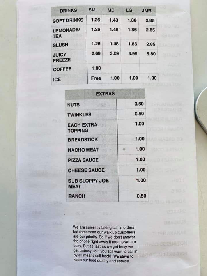 Jerry's Dairy Freezer - Parker City, IN menu_pic
