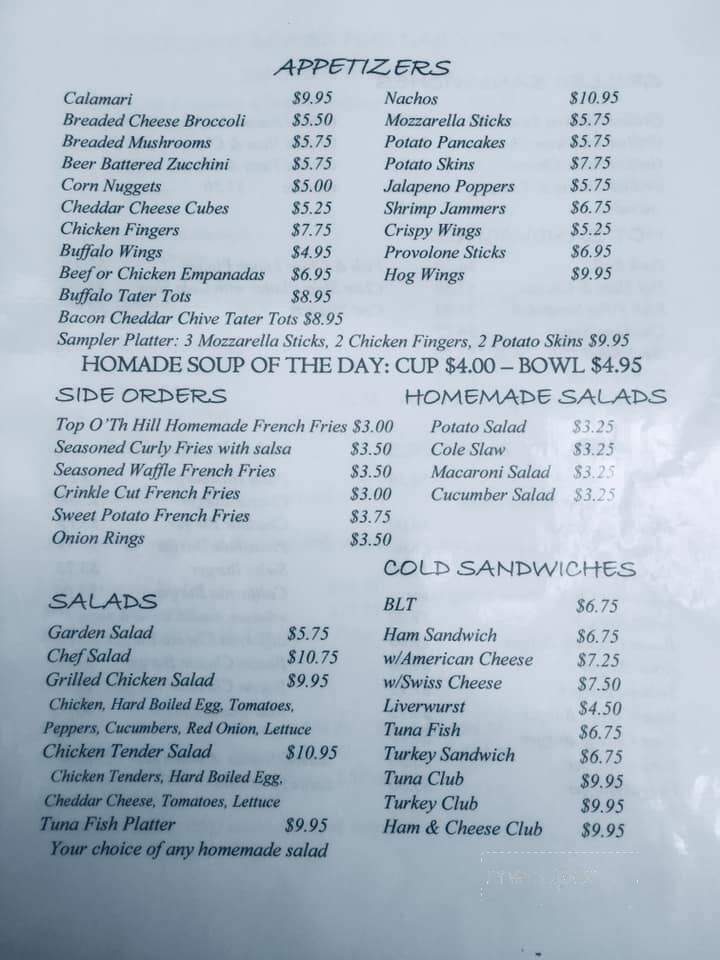 Top O'Th' Hill - Bridgewater, NJ menu_pic