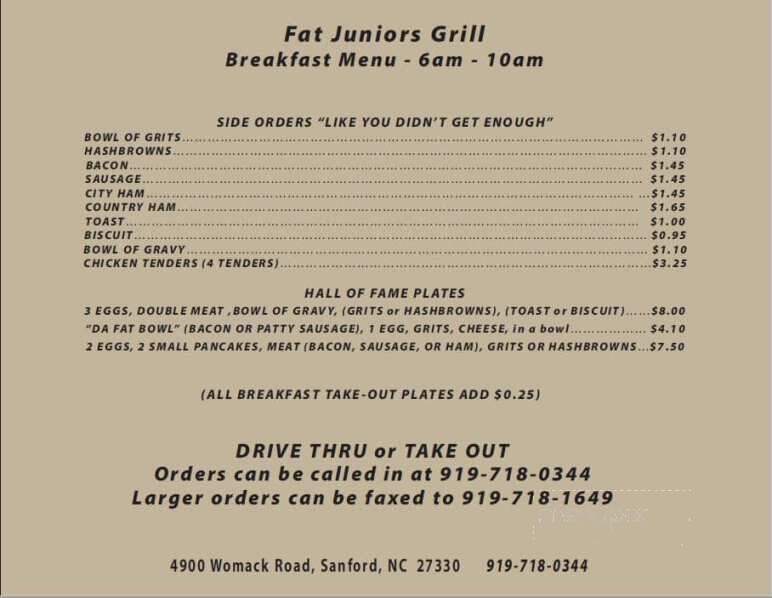 Fat Juniors Grill - Sanford, NC