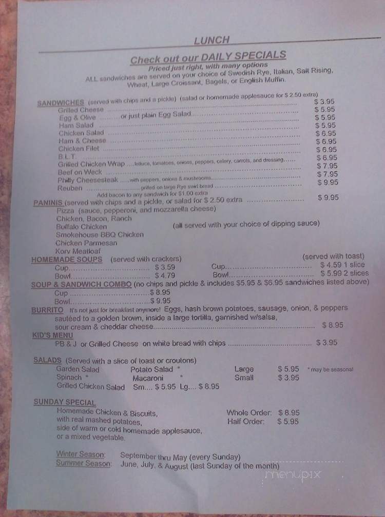 Kaffe Sol - Mount Jewett, PA menu_pic
