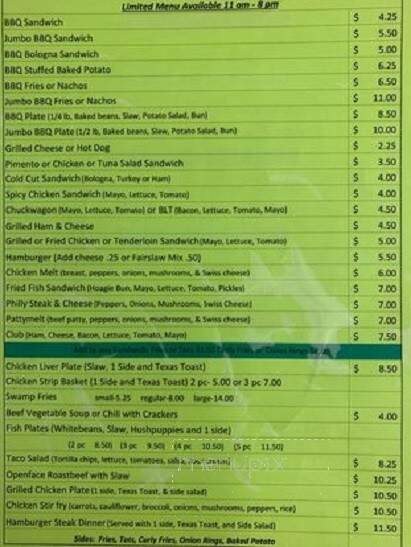 Joe's BBQ & Diner - Huntingdon, TN menu_pic