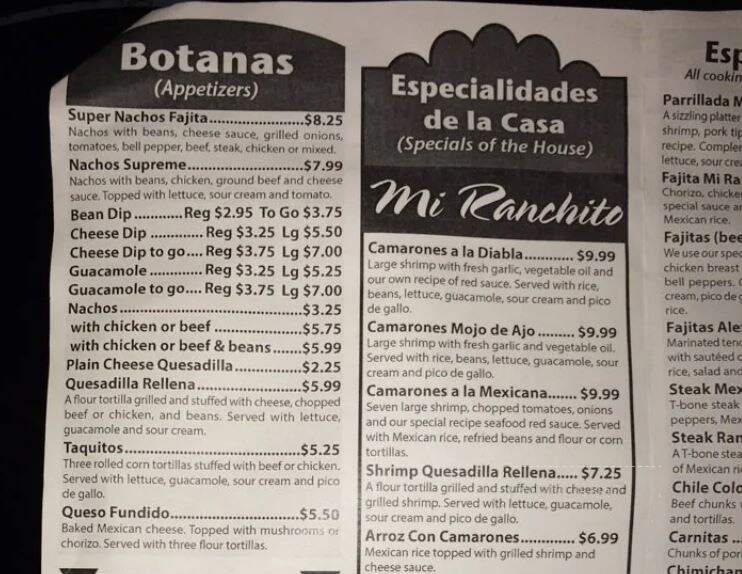 Mi Ranchito 2 - Bryant, AR menu_pic
