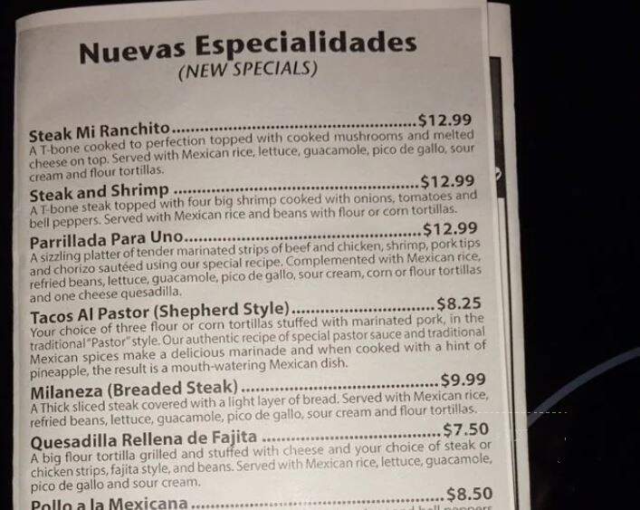 Mi Ranchito 2 - Bryant, AR menu_pic