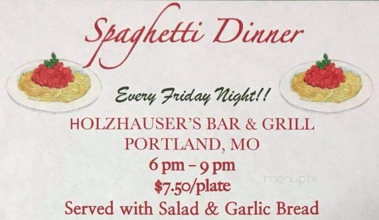 Holzhauser's Bar & Grill - Portland, MO menu_pic