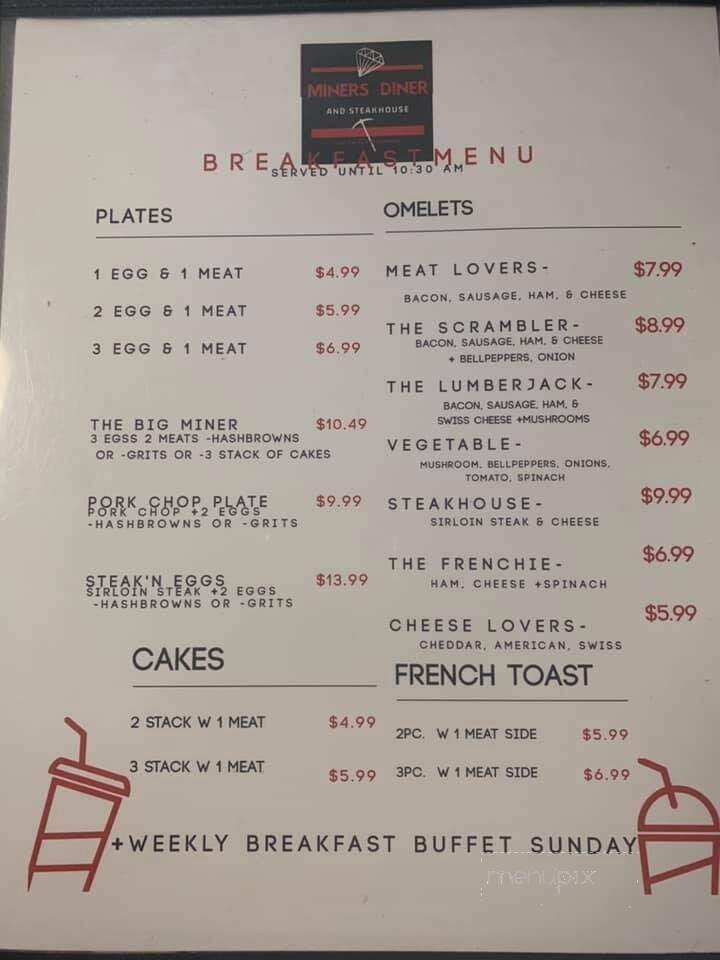 Miner's Diner & Steakhouse - Murfreesboro, AR menu_pic