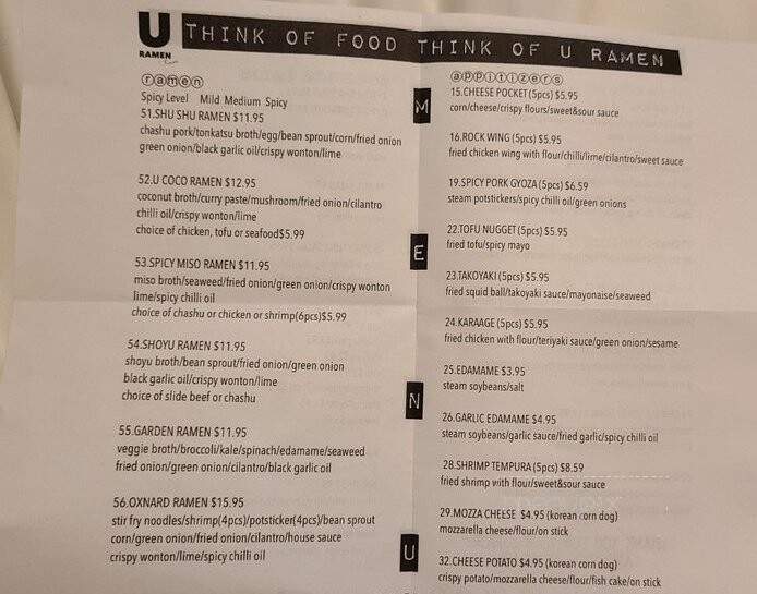 U Ramen - Oxnard, CA menu_pic