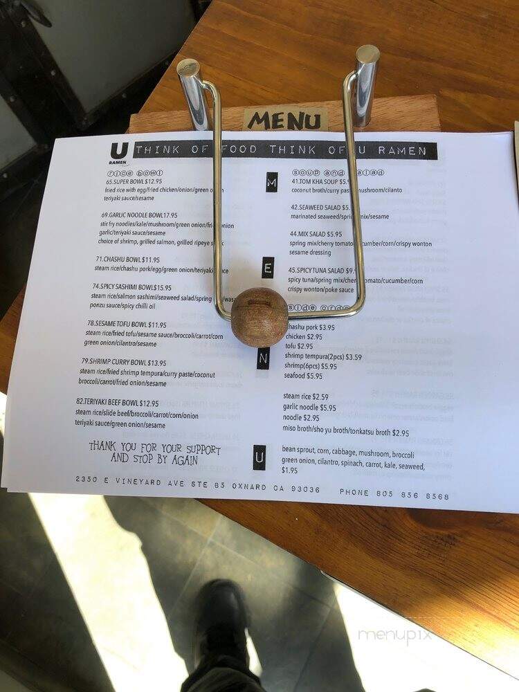 U Ramen - Oxnard, CA menu_pic