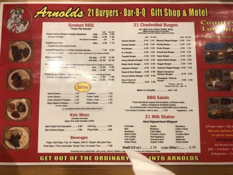 Arnold's 21 Burgers and BBQ - Mountain View, MO menu_pic