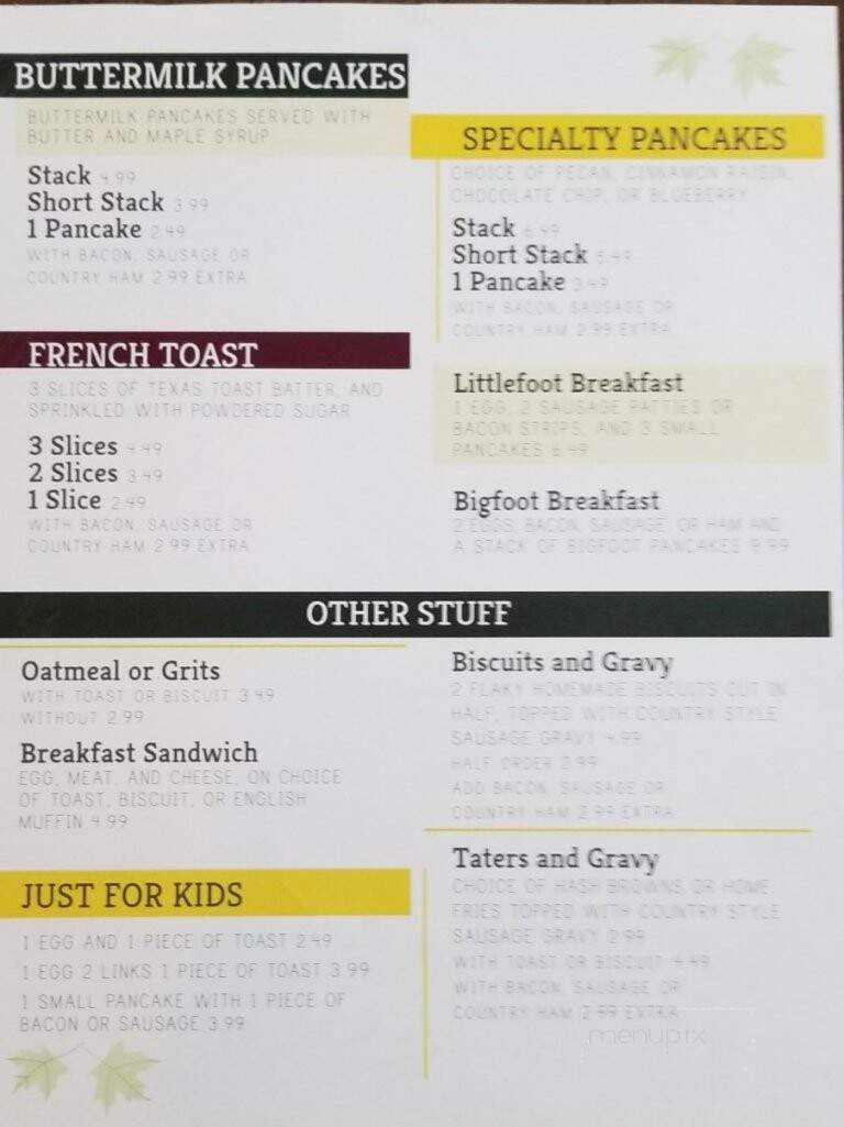 Maple Hill Restaurant - Cape Fair, MO menu_pic