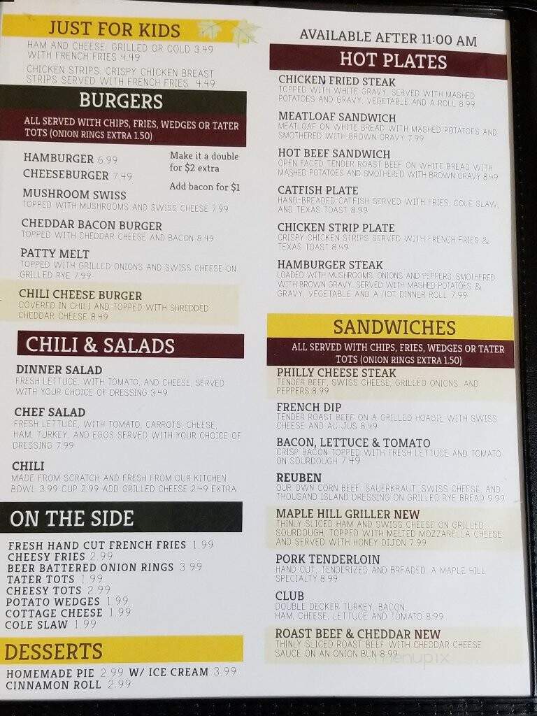 Maple Hill Restaurant - Cape Fair, MO menu_pic